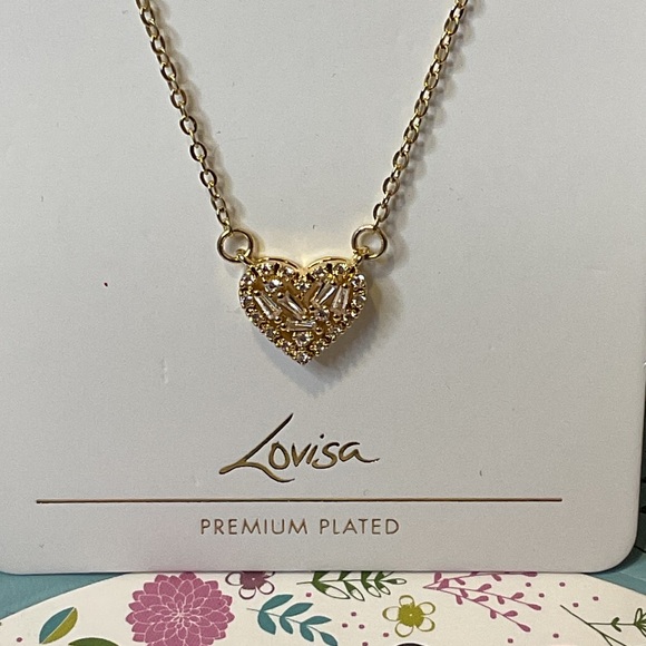 Lovisa Premium Gold Plated w/ Cubic Zirconia Heart Necklace NEW So Gorgeous - Picture 2 of 3
